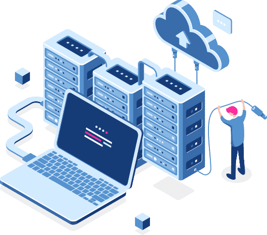 laptop computer connected to datacenter